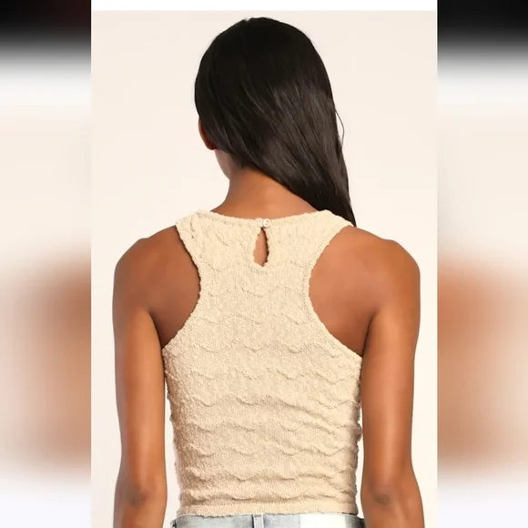 LULU'S Make It Look Easy Beige Knit Sweater Tank. Size Small NWT - Picture 4 of 10